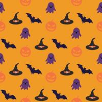 halloween pattern with bats and ghost vector