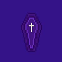 Pixel art coffin game asset design vector