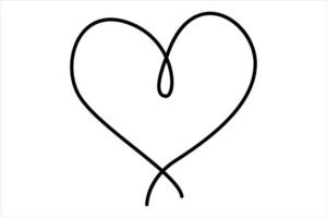 Continuous one line heart shape outline art illustration vector