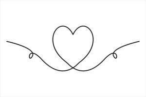 Continuous one line drawing of heart shape outline art illustration vector