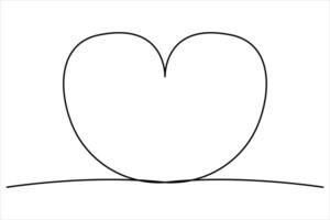Continuous one line heart outline art illustration vector