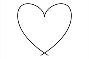 Continuous one line heart shape outline art illustration vector