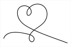 Continuous single line drawing of heart shape line art illustration vector