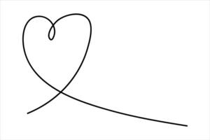 Continuous one line heart shape outline art illustration vector