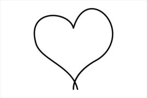 Continuous one line drawing of heart shape outline art illustration isolated on white background vector