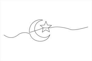 Continuous one line drawing of a moon outline illustration vector