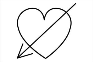 Continuous one line heart outline art illustration vector