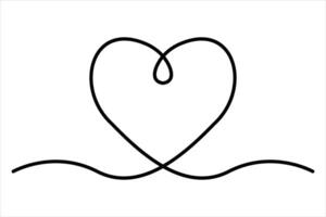Continuous one line drawing of heart shape line art illustration vector