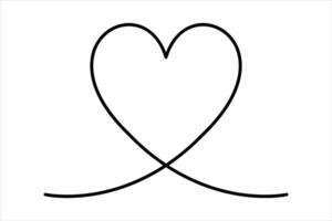 Heart shapecontinuous one line drawing isolated on white illustration vector