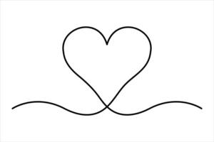 Continuous one line drawing of heart outline art illustration vector