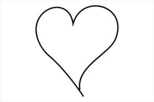 Continuous one line heart shape outline art illustration vector