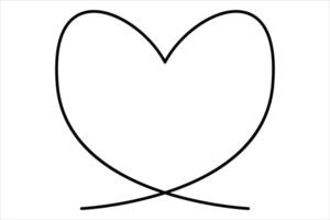 Continuous one line heart shape outline isolated on white background illustration vector
