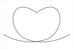 Heart shape isolated on white heart one line outline art illustration vector