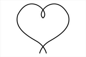 Continuous one line heart shape outline hand drawn symbol art illustration vector