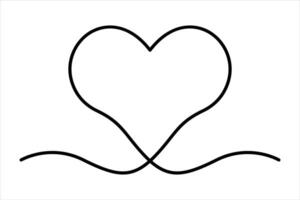 Heart shape one line outline art illustration vector