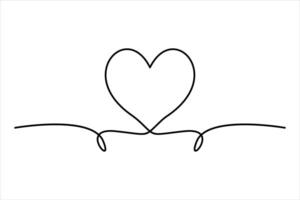 Continuous one line heart shape outline art illustration vector