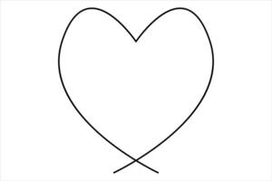 Continuous one line drawing of heart outline art illustration isolated on white background vector