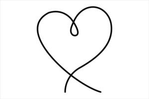 Continuous one line drawing of heart shape isolated illustration vector