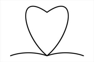 Heart single line drawing outline illustration vector