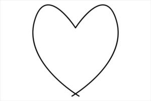 Heart continuous one line drawing isolated on white art illustration vector