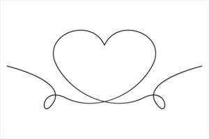 Continuous one line drawing of heart outline art illustration vector