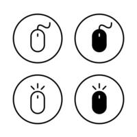 Computer mouse icon set on circle line. Pointer sign symbol vector