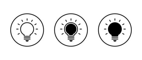 Light bulb icon set on circle line. Lamp sign symbol vector
