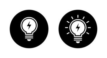 Lightning bulb icon on black circle. Lamp with thunderbolt sign symbol vector