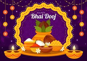 Bhai Dooj Indian Tradition Illustration of Sister Blessing Brother for Long Life vector