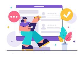 Employee Hiring Process Illustration with Managers Interviewing and Selecting Job Applicants vector