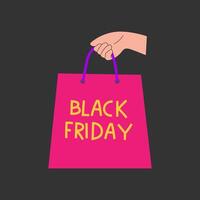 shopping bag in hand. The concept of a sale. Black Friday vector