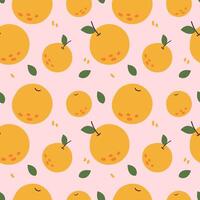 Tangerines seamless pattern on light background vector