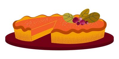 Pumpkin pie. Color image. . vector