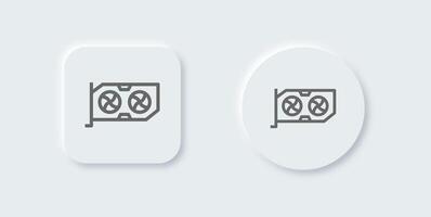 Graphic card line icon in neomorphic design style. Processor signs illustration. vector