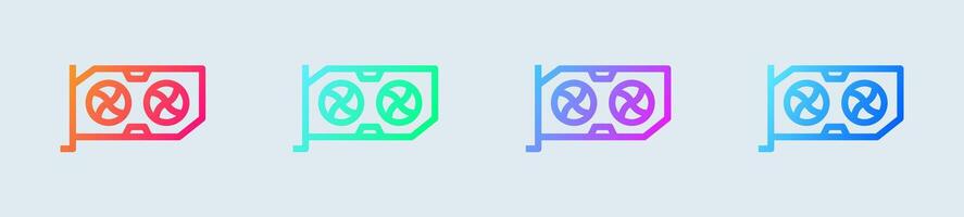 Graphic card line icon in gradient colors. Processor signs illustration. vector