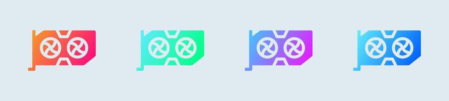 Graphic card solid icon in gradient colors. Processor signs illustration. vector
