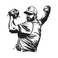 Baseball Player Silhouette Stock image. Isolated Baseball player throws the ball on white background Stock image vector