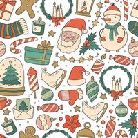 Christmas seamless pattern with doodles for wallpaper, wrapping paper, scrapbooking, stationary, backgrounds, digital paper, textile prints, etc. EPS 10 vector