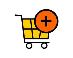 Illustration of adding a product to a shopping cart for purchase or checkout vector