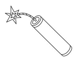 Hand drawn cute outline illustration dynamite with a burning wick. Danger explosive weapon. Flat stress or problem in line art doodle. Planning or time management icon. Event deadline. Isolated vector