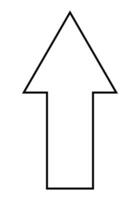 arrow pointing straight shape symbol, black and white silhouette illustration of a bold black arrow pointing forward and upward isolated on white background vector