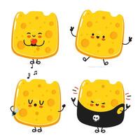 Funny Cheese characters bundle set. hand drawn doodle style cartoon character illustration icon design. Cute Cheese mascot character collection vector
