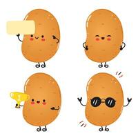 Funny Potato characters bundle set. hand drawn doodle style cartoon character illustration icon design. Cute Potato mascot character collection vector