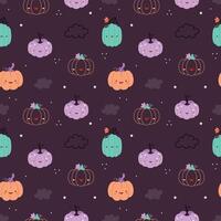 Halloween seamless Pattern of funny pumpkins on a white background. Halloween concept. Jack-o-lanterns. Design for wrapping paper, textile. vector