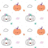 Halloween seamless Pattern of funny pumpkins on a white background. Halloween concept. Jack-o-lanterns. Design for wrapping paper, textile. vector