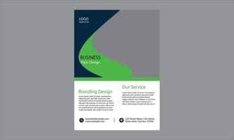 template for a business flyer. It features a prominent green and blue curved shape on the top half, which could symbolize growth or progress. vector