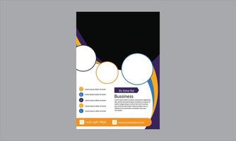 business flyer template with a modern and professional design.The flyer has a dark blue background with dynamic orange and white elements that create a striking contrast. vector