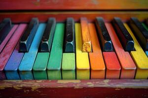 Rainbow colored piano keys creating musical inspiration photo