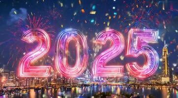 Happy New Year 2025 Intro Animated Background with Fireworks 3d Effect video