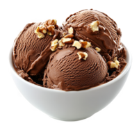 Chocolate ice cream with nuts in bowl transparent background png
